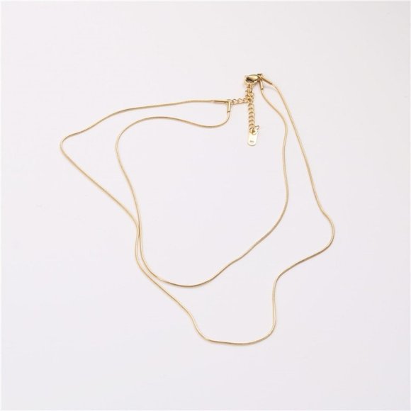 Real 18K Gold Platted Layered Snake Chain Necklace - Picture 3 of 5